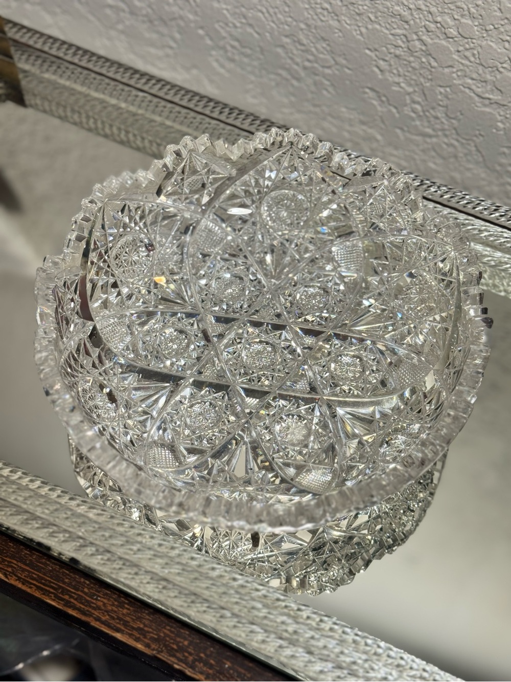 Vintage American Brilliant Cut Glass Bowl, 8" Serving Bowl